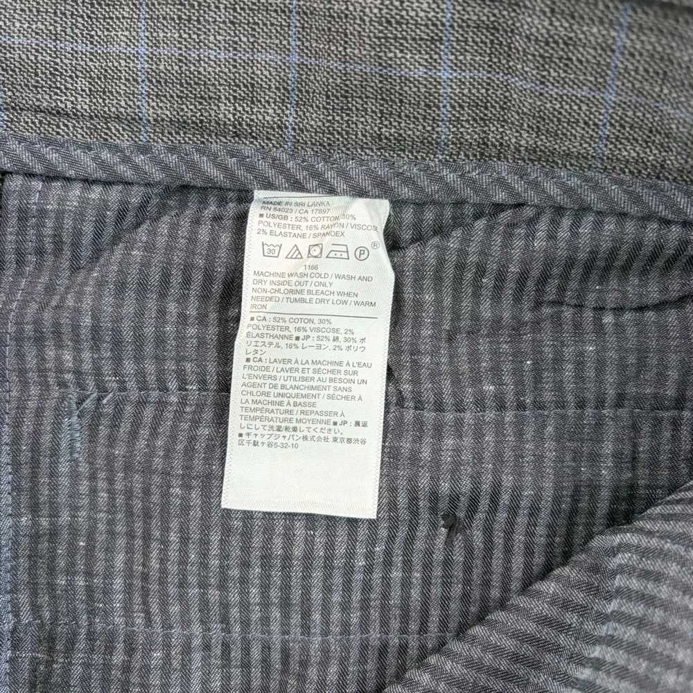 Banana Republic Slim‎ Tapered Fit Trouser Pants in Grey Plaid Men 36x33 Preppy
